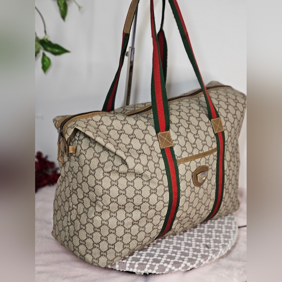 Gucci PVC Leather Sherry Line Tote Bag Duffle Bag - Picture 16 of 17